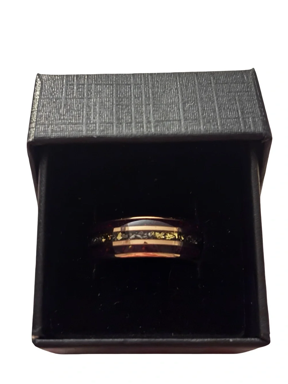 Stunning Rose Gold & Meteorite Inlay Ring Secret 
